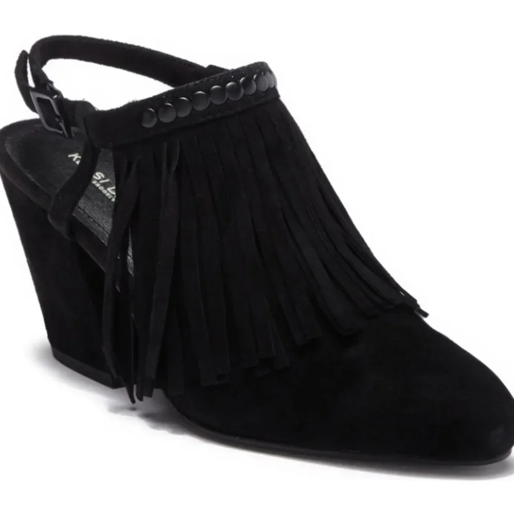 Kelsi Dagger Brooklyn "Ilona" Fringe Slingback Bootie / Shootie - size 8